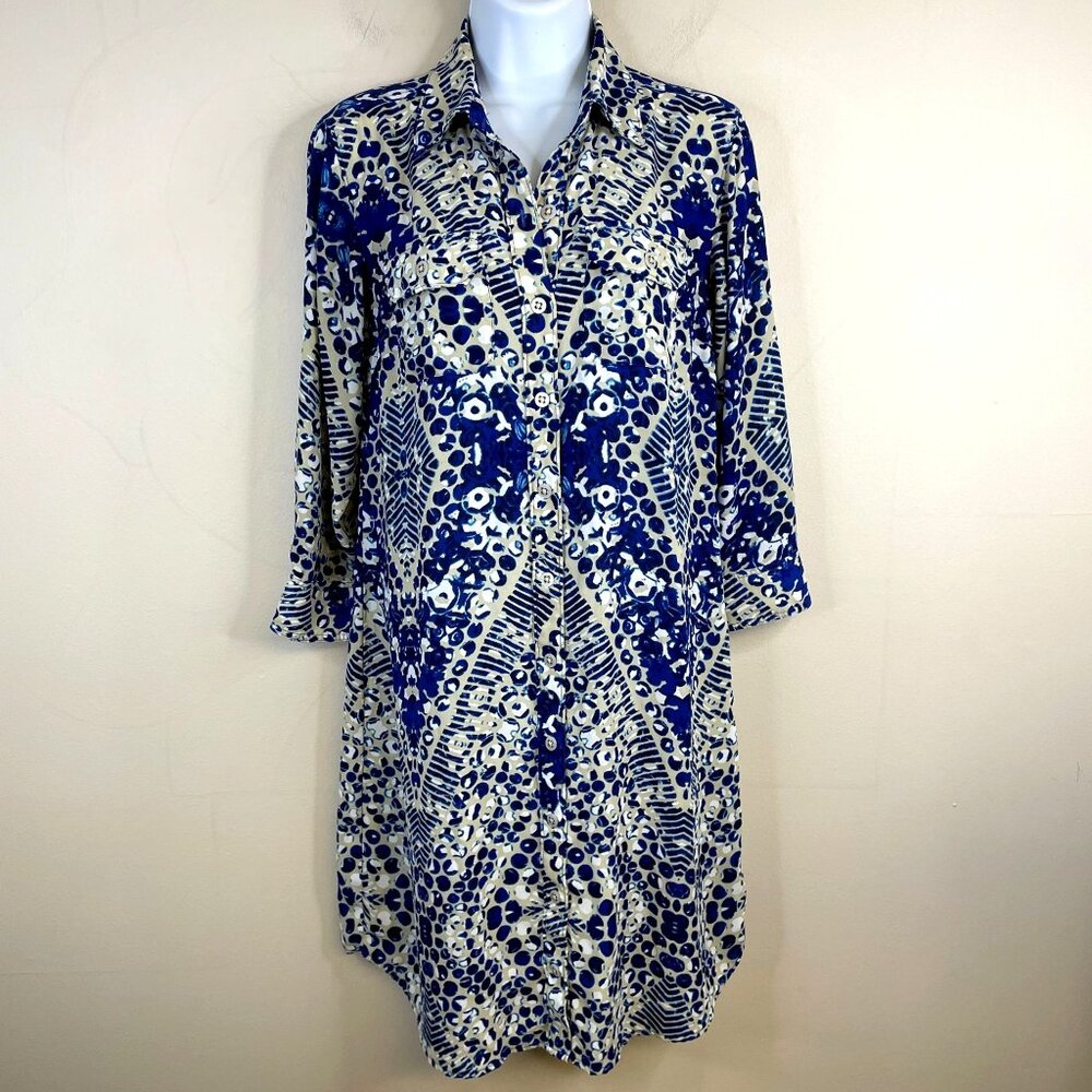 Cabi Womens Preppy Coastal Shift Dress Size S Button Up Brunch Travel‎ Vacation